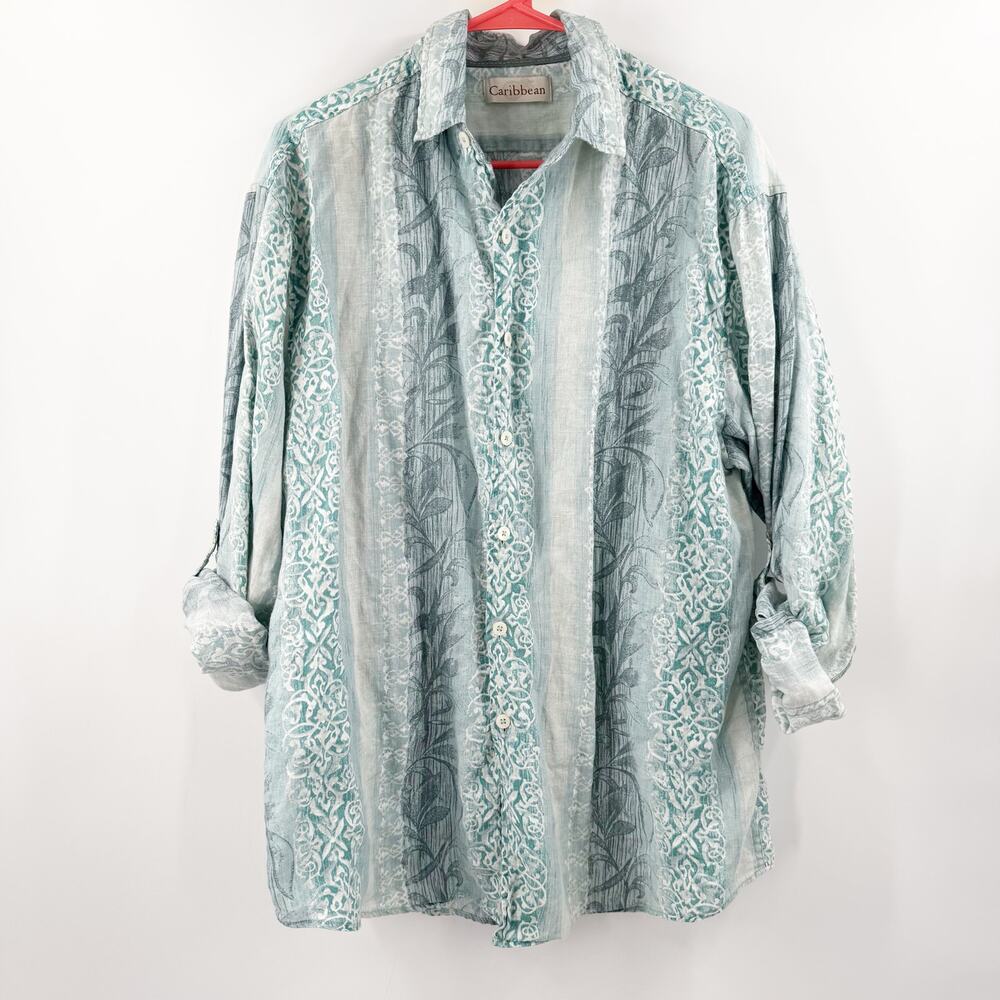 Caribbean Shirt Men's Size Large Button Resort Travel Beach Vacation Casual
